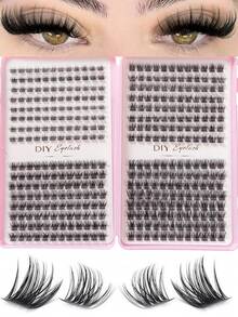 384 Clusters Large Capacity Segmented Single Cluster False Eyelashes, Thick Realistic Cluster-Shaped Eyelashes, Home DIY Self-Application Eyelash Extension Beginner Set - View 1