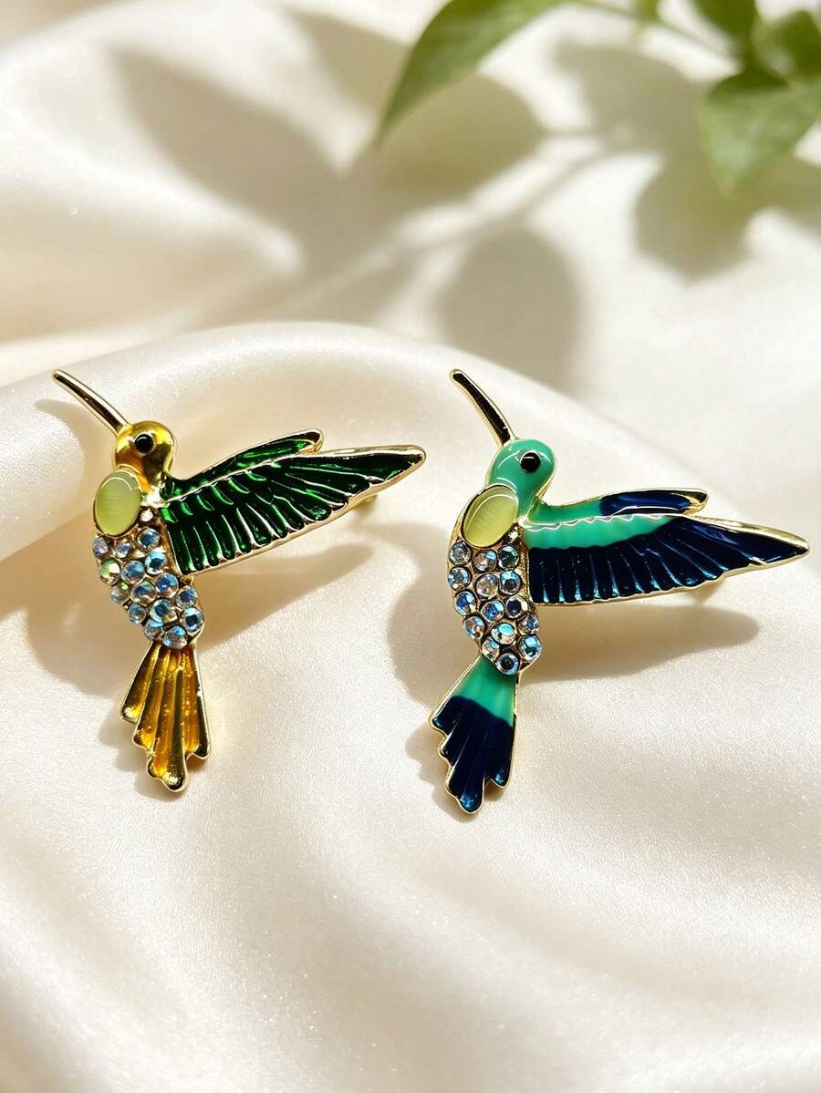 1pc Hummingbird Brooch, Fashionable Exquisite Painted Pin, Personalized Creative Versatile Brooch - Hummingbird Brooch - View 1