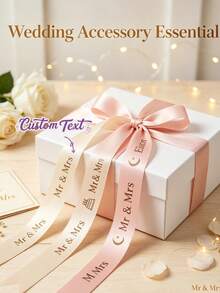 Custom Name Ribbon For Gift Wrapping, Personalized Satin Ribbon With Text, Christmas Wedding Birthday Party Packaging Decoration - Multicolor - View 1