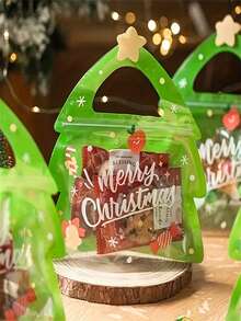 30 Kantong Kado Berbentuk Pohon Natal dengan Rusa Kutub - Kantong Snack Plastik dengan Resleting dan Pegangan, Dapat Ditutup Kembali, Cocok untuk Permen, Hadiah Pesta Liburan, dan Kado - beraneka warna - View 7