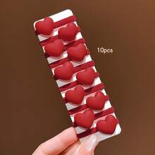 10pcs Red Heart Shaped Hair Ties Sweet Style Hair Accessories Suitable For Daily Use - Multicolor - View 10
