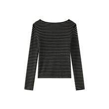 Women's Striped 2 In 1 Knit Sweater, Loose Casual Versatile Long Sleeve Top For Spring And Autumn - Black - View 5