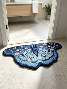 Butterfly Shaped Area Rug, Soft Fluffy Tufted Mat, Blue Floral Moth Pattern, Non-Slip Doormat, Suitable For Bedroom, Living Room, Entryway, Home Decor, Housewarming Gift - Butterfly - View 3