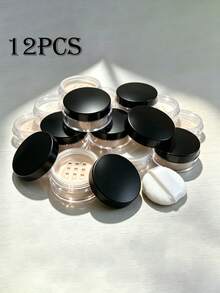 Sealed Leak-Proof Loose Powder Dispenser Box, 1/12pcs 10ML High Transparency Plastic Minimalist Clear Round Wide Mouth With 9-Grid Sieve Screw-On Lid And Flocked Powder Puff, Portable Makeup Refill Storage Empty Jar For Travel, DIY Daily Cosmetic Organization - Multicolor - View 12