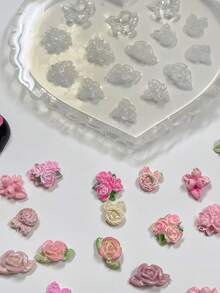 Vintage Cream Rose Nail Art Mold, Delicate Petal Silicone Nail Art Mold - Clear - View 13