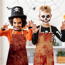 5pcs Halloween Kids Aprons, Blood Splatter Pattern Design, Suitable For Haunted House Costumes, Realistic Horror Character Cosplay Accessories, Halloween Party Use - Multicolor - View 2