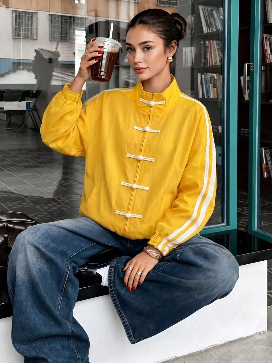 Spring/Autumn New Women's Chinese Style Jacket, New Chinese Style Sun Protection Jacket, Summer Fashion Casual Women's Jacket Vacation Style - Yellow - View 1