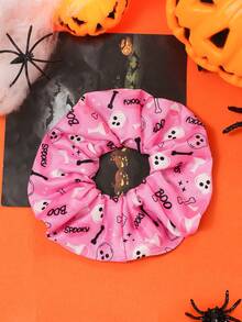 Halloween Elastic Fabric Printed Large Scrunchie Hair Accessory - Multicolor - View 23