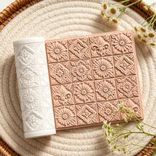 1Pc Vintage Tile Floral Texture Roller, Retro Geometric Flower Pattern Clay Embossing Roller, DIY Handmade Earring Pendant Jewelry Craft Supplies - 1 Unit - View 5