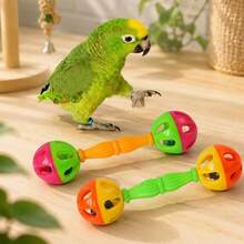 2/4/6pcs Mainan Burung Beo Kerincingan Warna Acak Mainan Latihan Burung Kerincingan Tangan - A+B - View 11