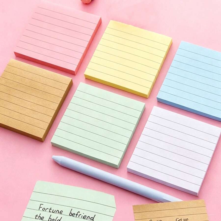 Thickened Sticky Notes Suitable For Office & Home - Strong Adhesive Tear-Off Notepad With Square Pages, Color-Coded Memo Pads, Space-Saving Blinder Sheets For Desk Organization - Multicolor - View 1