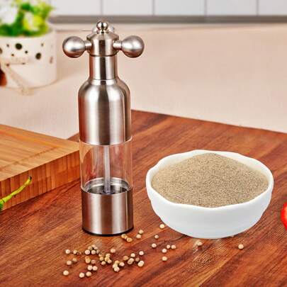 Faucet‑Shaped Manual Pepper Grinder, 304 Stainless Steel Acrylic Spice Mill With Adjustable Ceramic Grinding Core For Kitchen Outdoor Picnic Seasoning