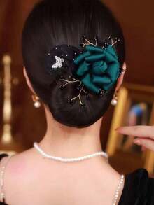1-Piece Women's Rhinestone Pearl Fishtail Hair Bun Maker Elegant High Ponytail Bun Decoration Hair Styling Tool Fashion Decorative Hair Accessory - Multicolor - View 8