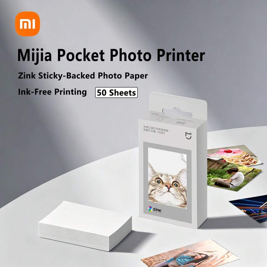 Xiaomi Mi Home Pocket Photo Printer Zink Adhesive Photo Paper, 50 Sheets Inkless Printing Paper, Compatible With Mi Home Pocket Photo Printer And Mi Home Pocket Photo Printer 1S, Self-Adhesive Instant Print Photo Paper, Suitable For DIY Scrapbooks And Journals - View 1