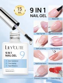 LILY'CUTE 1pc 9-In-1 15ml Multi-Function UV LED Nail Gel, Suitable For Nail Extension, Reinforcement, Color Mixing And Rhinestone Fixing, Practical Home DIY Nail Art Accessory - 1PC - View 12