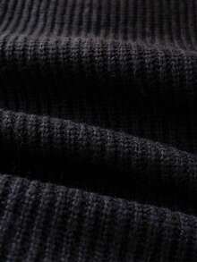 Girls' Minimalist English Letter Embroidered Knit Pullover Sweater, Suitable For Casual Daily Wear In Spring, Autumn And Winter - Black - View 7