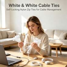 100pcs Self-Locking Nylon Cable Ties, White/Black Optional Sizes, Reinforced Binding Straps, Motorcycle Fixed Type, Multi-Scenario Use, Industrial Style, Party/Outdoor Applicable - Buckle-style - View 2