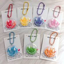 7Pcs/1PC Colorful Sequin Cartoon Smiling Face Keychain Set, Plastic Decorative Pendant, Keychain Suitable For Backpack, Wallet, Car Key Decoration Accessories, Party Key Ring Gift, Suitable For Birthday, Wedding, Valentine's Day, Teacher's Day, Thanksgiving, Christmas Gift - Multicolor - View 2