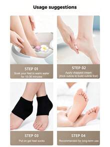 3 Pairs Black Sports Heel Foot Protection Socks, Sweat-Absorbing Soft Winter Moisturizing Anti-Cracking Foot Care Socks - Black - View 4