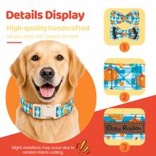Kalung Anjing Bobo Rainbow Fall Blue Checkered Pumpkin dengan Pita, Cocok untuk Anjing Kecil, Hadiah Pesta, Kalung Hewan Peliharaan yang Dapat Diatur untuk Mencegah Sesak Napas, Gesper Plastik Lepas Cepat - Biru - View 3