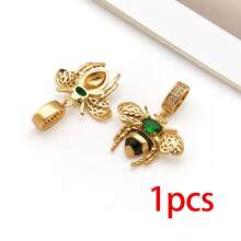 1pc 18K Golden Plated Insect Pendants Crystal Paved Dragonfly Bee Butterfly Enamel Charms For DIY Bracelet Necklace Jewelry Making Findings - Multicolor - View 16