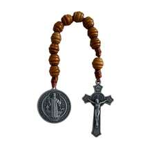 St. Benedict Medal Prayer Pocket Rosary, Brown Wooden Beads With St. Benedict Medal, 9 Inches, Men's Easter Gift - Colorful - View 10