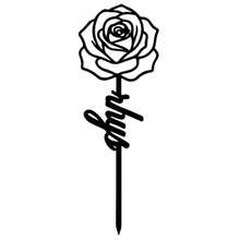 1pc Customized Floral Memorial Stake, Metal Tombstone, Rose Cemetery Plaque, Birth Flower, Memorial Garden Stake - Black - View 12