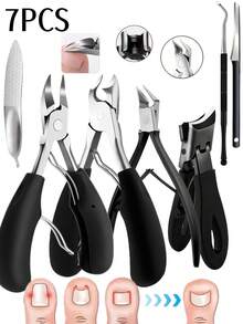 5pcs Black Stainless Steel Thick Nail Clipper Set For Elderly - Wide Opening Big Toe Nail Clippers, Suitable For Trimming Thick Ingrown Nails And Pedicure, Professional Sharp Heavy Duty Nail Clippers, Professional Manicure Set, Foot Care Tools, Nail Care Supplies, Travel Bag For Men And Women, Gift For Friends, Boyfriend And Parents - Multicolor - View 20