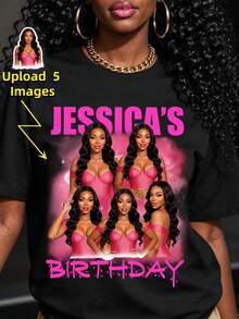 Customized 90s Vintage Rap T-Shirt, Personalized Gift, Birthday And Fun Party Custom Photo. Vintage Bootleg Style, Add Your Photo And Text - Black - View 1