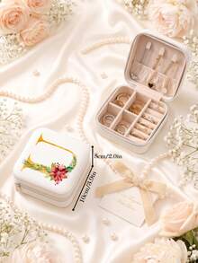 Kotak Penyimpanan Perhiasan Portabel Kecil dari Kulit PU untuk Anting-anting, Kalung, Cincin, dan Gelang Wanita - Kotak Perhiasan Bunga yang Elegan - View 9