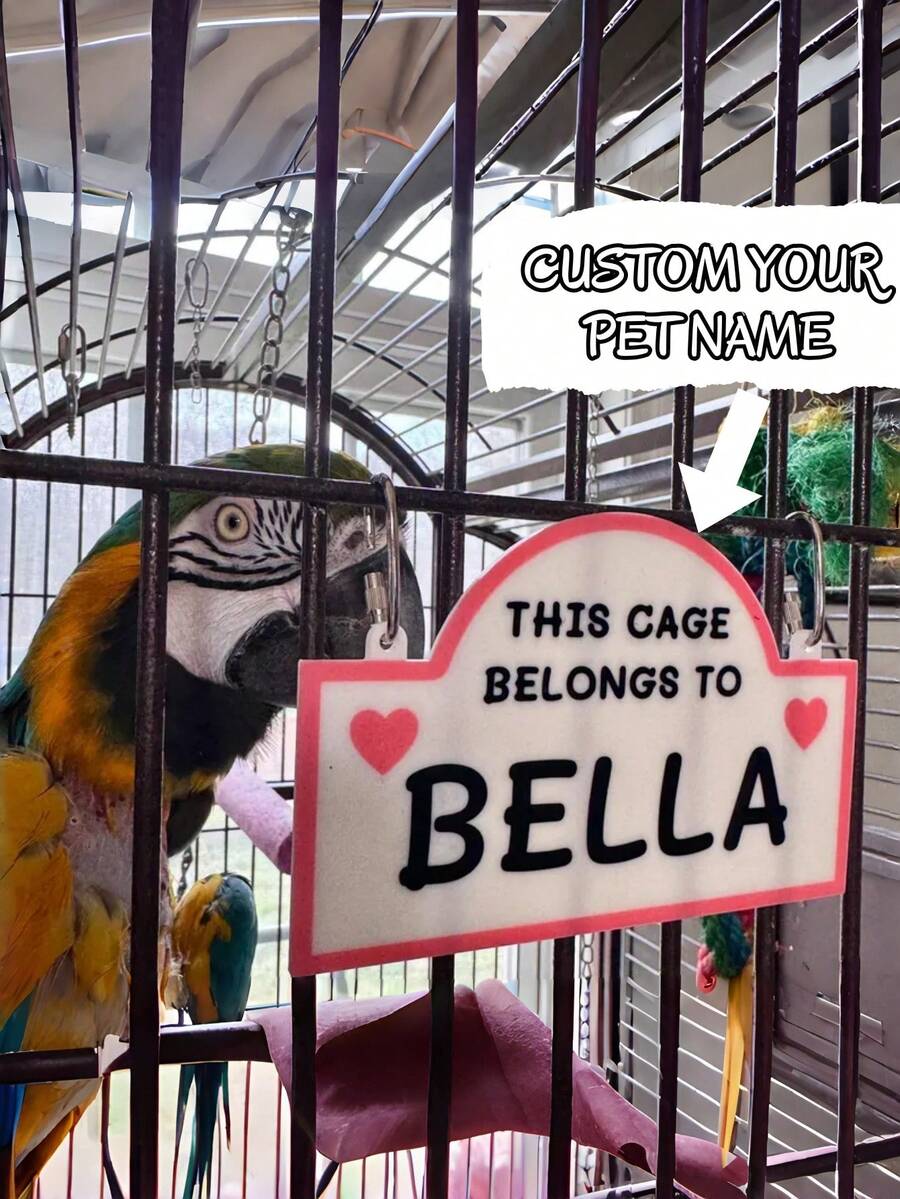 1Pc Personalized Parrot Cage Name Sign - Custom Parrot Name Plaque, Cute Bird Cage Decoration, Personalized Parrot Room Sign For Home, Bird Owners, Pet Lovers, Gifts & More - Multicolor - View 1