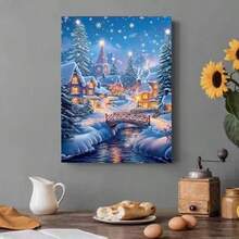1PC DIY 5D Diamond Painting Kit Snowy Cabin Pattern - Round Full Diamond Art Mosaic Craft, Home Wall Decor, Unframed - No Frame - View 3