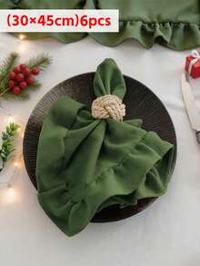 2/6/12pcs Christmas Style Red & Green Ruffled Placemats, Soft & Breathable, Suitable For Dining Table Setting, Coffee Table Decor, Picnic Arrangement, Wedding & Holiday Decoration 30x45/40x40 - Multicolor - View 14