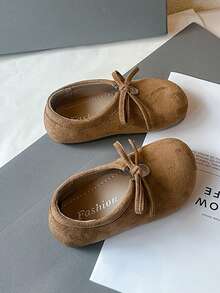 Sepatu Loafer Kulit Anak-Anak dengan Ujung Terpisah dan Gesper Logam, Sol Lembut Anti Selip, Sepatu Formal Harian untuk Balita - Coklat - View 3