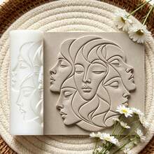 1Pc Abstract Female Face Texture Roller, Woman Profile Pattern Clay Embossing Roller, DIY Handmade Earring Pendant Jewelry Craft Supplies - 1 Unit - View 5