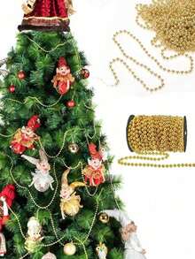 24/5m Christmas Bead Garland, Shiny Metallic Bead Chain String, Xmas Tree Hanging Decor, Bead String Ornament, Suitable For Fireplace Mantel, Wreath, Wedding Table And Indoor Holiday Party Christmas Tree Decoration - Multiple Styles - View 3
