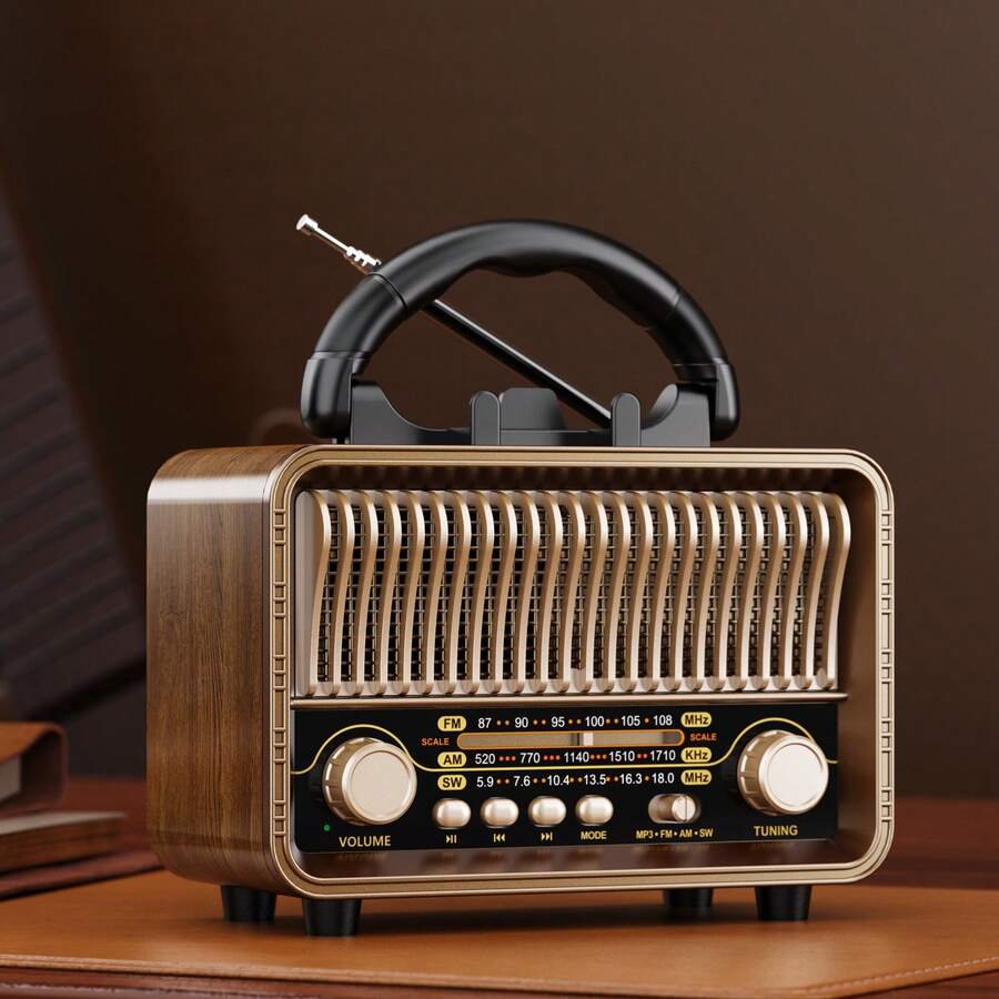 Retro Portable Radio, AM/FM/SW Multi-Band, USB Charging + TF Card Playback, With External Antenna, Outdoor Emergency Personal Radio, Mini FM Receiver