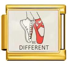 1PC Gold Tone Stainless Steel Italian Charms, Cartoon Pet Print Charms (Cat/Dog/Rabbit/Fox), Cute Animal Photo Print DIY Jewelry Supplies - Slogan Letter Module - View 10