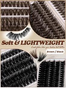 MAANGE 600 Clusters Eyelash Book, Brown + Black Mixed Style, Meets Daily Needs, DIY Eyelash Extension Starter Kit, Fish Tail Style Eyelashes, Natural And Slender, Lightweight And Soft, Suitable For Makeup Beginners, Beauty Bloggers, Daily Use, Dating, Music Festivals, Enlarging Eyes, Brown Eyelashes, False Eyelash Clusters, False Eyelashes, Eyelashes - D - View 11
