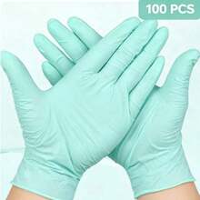 4/50/100pcs Green Disposable Nitrile Gloves, Powder-Free Latex-Free, Reusable Soft Comfortable High-Quality Nitrile Gloves, For Home And Professional Cleaning, Bagged - Green - View 7