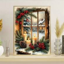 1PC DIY 5D Diamond Painting Kit Christmas Theme Pattern - Round Full Diamond Art Mosaic Craft, Home Wall Decor, Unframed - No Frame - View 2