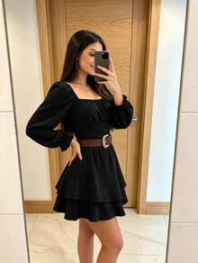 Women Mini Dresses - Black - View 2
