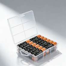 1pc Transparent Battery Storage Box | Can Store 24 Batteries | Made Of Durable Transparent Shell With Secure Compartment Dividers, Battery Storage Solution | Space-Saving Storage Box | Transparent Plastic Shell, Convenient For Organizing Hardware Accessories, Especially Suitable For Back To School Season, Home, Office Or Travel Scenarios - Multicolor - View 2