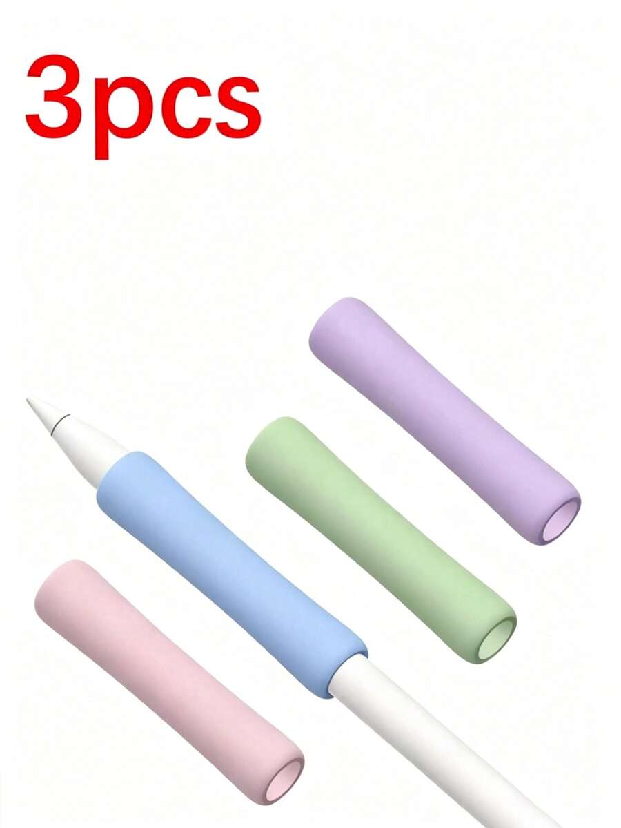 3pcs Silicone Material Compatible With Apple Pencil 1st/2nd Generation Universal Pen Grip Sleeve Soft Material Comfortable Grip - Multicolor - View 1
