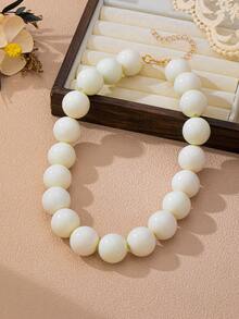 OABE 1pc Bohemian Style Dopamine Jelly Color Round Beaded Necklace, Suitable For Women's Daily Wear, Multiple Colors Available - 20 Beads - View 14