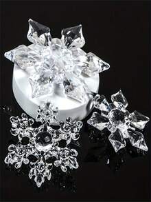 30pcs Assorted Acrylic Snowflake And Icicle Hanging Ornaments – Handmade Winter Wonderland Christmas Tree Decorations, Clear Crystal Snowflake Drops For Holiday Home Decor - Multicolor - View 1