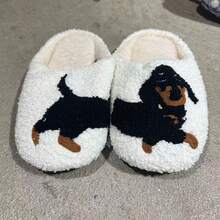 Sandal Rumah Hangat untuk Wanita Motif Dachshund untuk Pemakaian Sehari-hari - putih - View 4