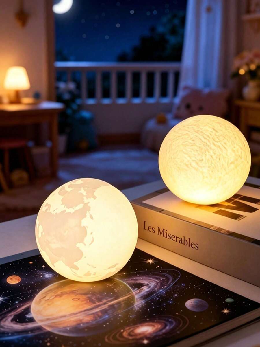 1pc Creative Earth-Shaped Silicone Night Light, Tap-Activated LED Bedside Atmosphere Lamp, Eye-Protection Light, Exquisite Decorative Gift, Suitable For Bedroom, Dorm, Home Indoor Scenes - Multicolor - View 1