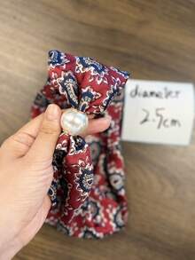 Paisley 1PC Premium Large Pearl (2.5CM Diameter) Magnetic Clasp Necklace Scarf Neck Ring Scarf, Vintage Slouchy-Style Printed Scarf Necklace, Lightweight Versatile Accessory For Spring/Summer, Shirt Professional Decoration Thin Scarf Fake Collar, Gift - Multicolor - View 4