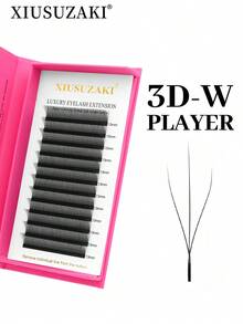 XIUSUZAKI 12 hàng nối mi 3D hình chữ W 0.07mm mềm tự nhiên, cụm mi nối sẵn độ cong C/D, mi nối đơn dày tạo hiệu ứng mắt mèo, phù hợp với hầu hết dáng mắt, có thể tái sử dụng, dụng cụ trang điểm du lịch thiết yếu - Xem 2